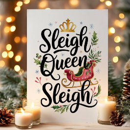 Sleigh Queen Sleigh Funny jul Helgkort