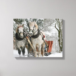 sleigh+rid,snö,skog,häst,vinter,vit,gallop, canvastryck
