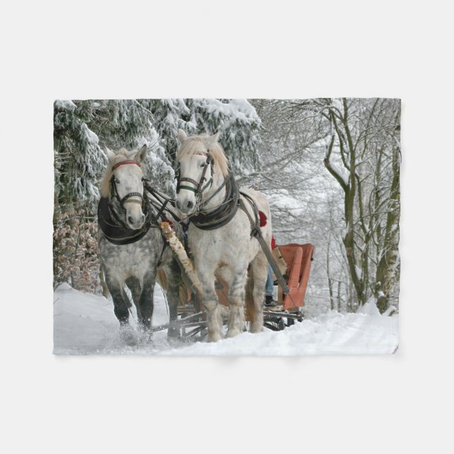 Sleigh Ride i Winter Wonderland Fleecefilt (Framsidan (Horisontell))
