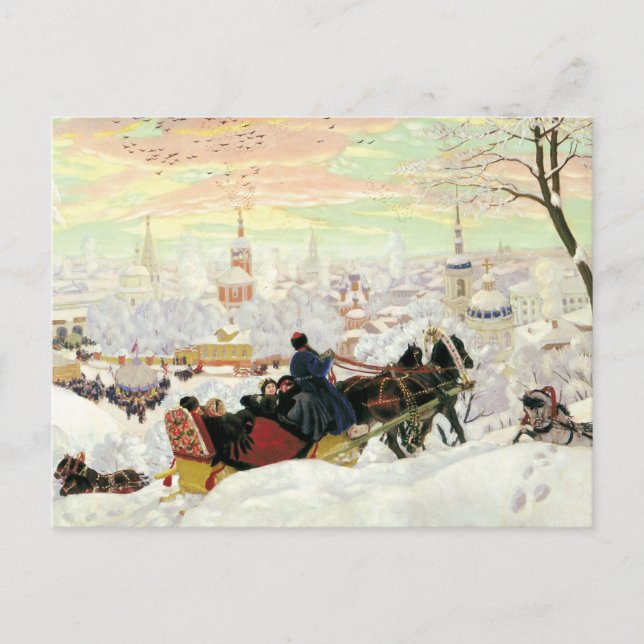 Sleigh Ride Painting-vykort Vykort (Framsida)