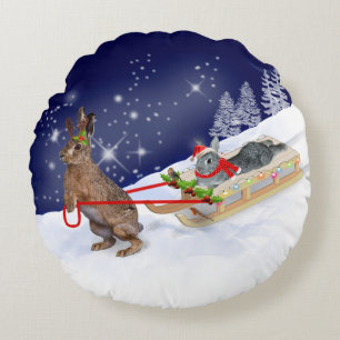 Sleigh Ride Pillow Rund Kudde