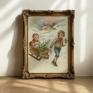 Sleigh Ride Vintage jul Poster