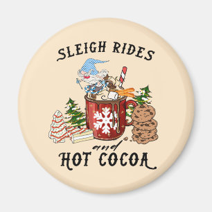 Sleigh Rides and Hett Cocoa - Scandinavian Gnome Magnet