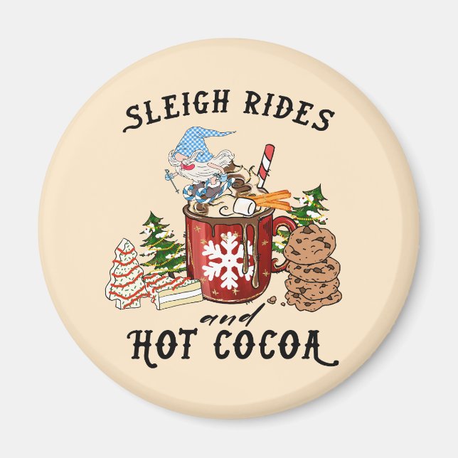 Sleigh Rides and Hett Cocoa - Scandinavian Gnome Magnet (Framsidan)