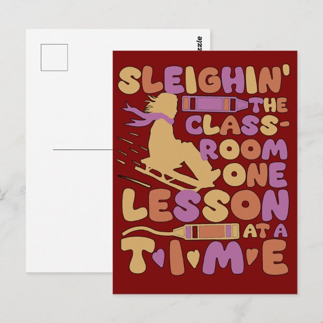 Sleigh Rides Best Teacher Gifts till jul Vykort (Fram/baksida)