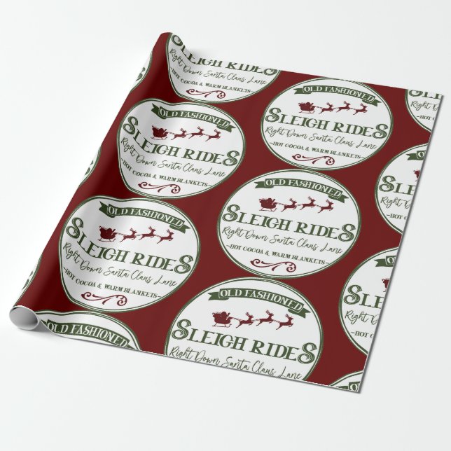 Sleigh Rides jul Presentpapper (Utrullad)