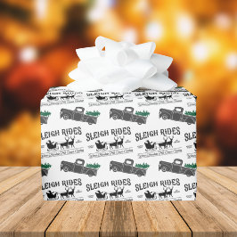 Sleigh Rides Rustic Black Lastbil jul Presentpapper