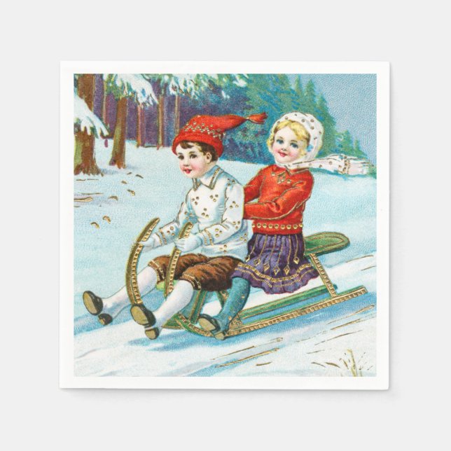 Sleigh riding at Christmas time Pappersservett (Framsidan)