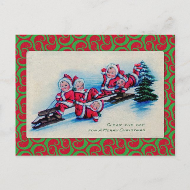 Sleigh Riding Children Vykort (Framsida)