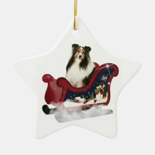 Sleigh Sheltie Julgransprydnad Keramik