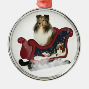 Sleigh Sheltie Julgransprydnad Metall