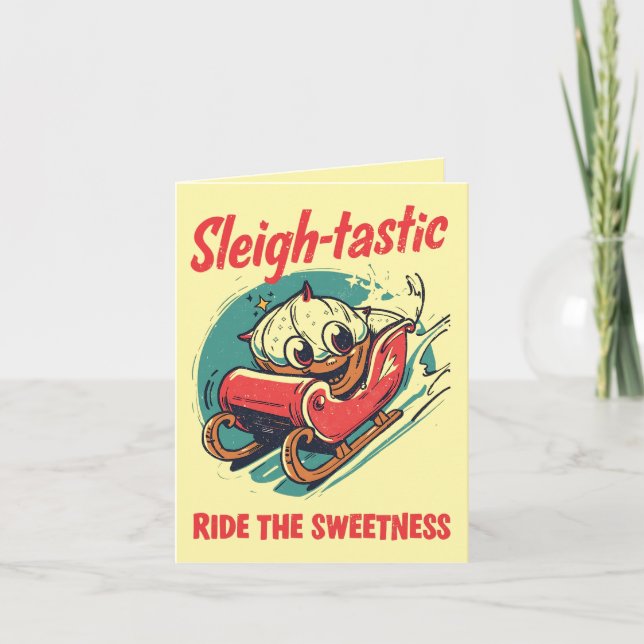 Sleigh-tastic – Fun and Festive Christmas Pun  Kort (Framsida)