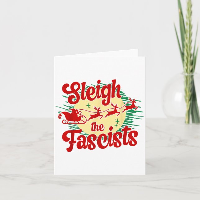 Sleigh The Fascists Funny Litical Christmas Human  Kort (Framsida)