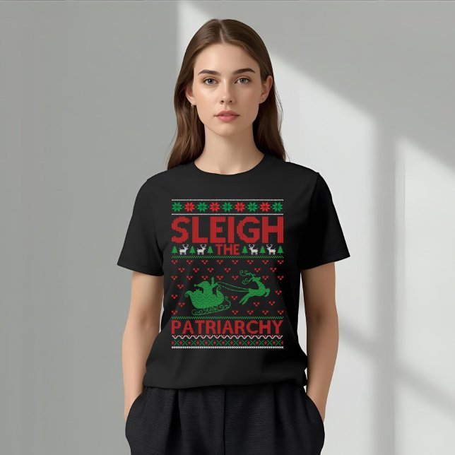 Sleigh The Patriarchy Feminist Christmas T Shirt (Skapare uppladdad)