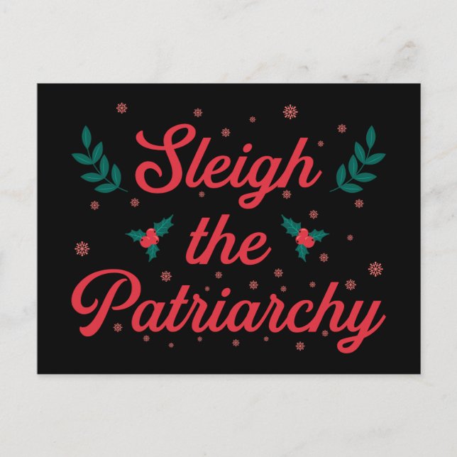 Sleigh The Patriarchy Feminist Christmas Vykort (Framsida)