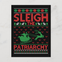 Sleigh The Patriarchy Feminist Christmas Vykort