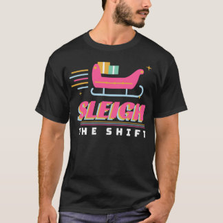 Sleigh the Shift Retro Jul Sjuksköterska Butik T Shirt