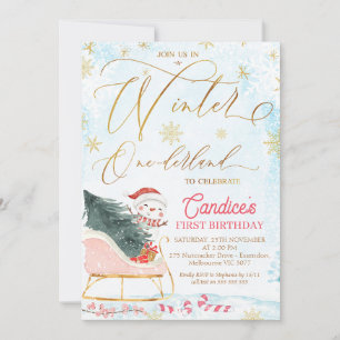 Sleigh Winter One-derland Birthday-inbjudan Inbjudningar