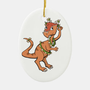 Sleighen sätta en klocka på Dinosaurprydnaden Julgransprydnad Keramik