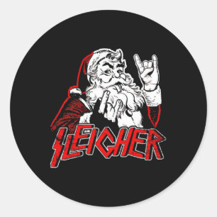 Sleigher Hail Santa Heavy Metal Jul För Män Runt Klistermärke