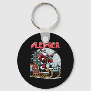 Sleigher Hail Santa Heavy Metal Jul Rock Xma Nyckelring