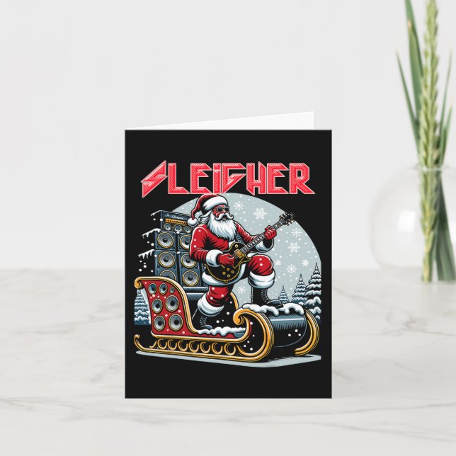 Sleigher Hail Santa Heavy Metall jul Sten Xma Kort (Framsida)
