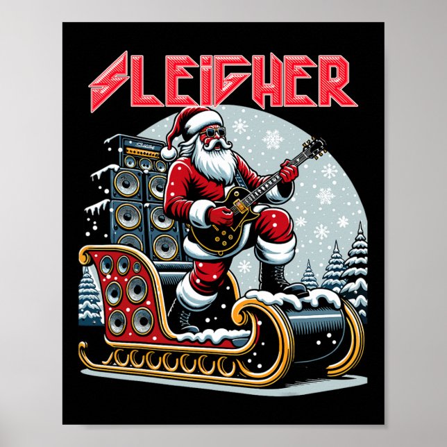 Sleigher Hail Santa Heavy Metall jul Sten Xma Poster (Framsidan)