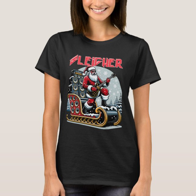 Sleigher Hail Santa Heavy Metall jul Sten Xma T Shirt (Framsida)