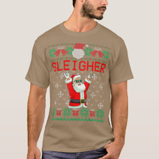 Sleigher Heavy Metall Music Hail Santa Ugly Christ T Shirt