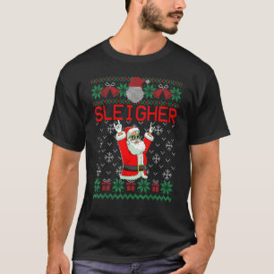 Sleigher Heavy Metall Music Hail Santa Ugly Sweate T Shirt