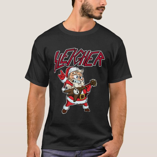 Sleigher Jultomten Metall julfonen Funny Hail Sa T Shirt (Framsida)