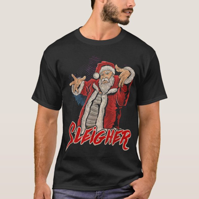 Sleigher Jultomten Metall julfonen Funny Hail Sa T Shirt (Framsida)
