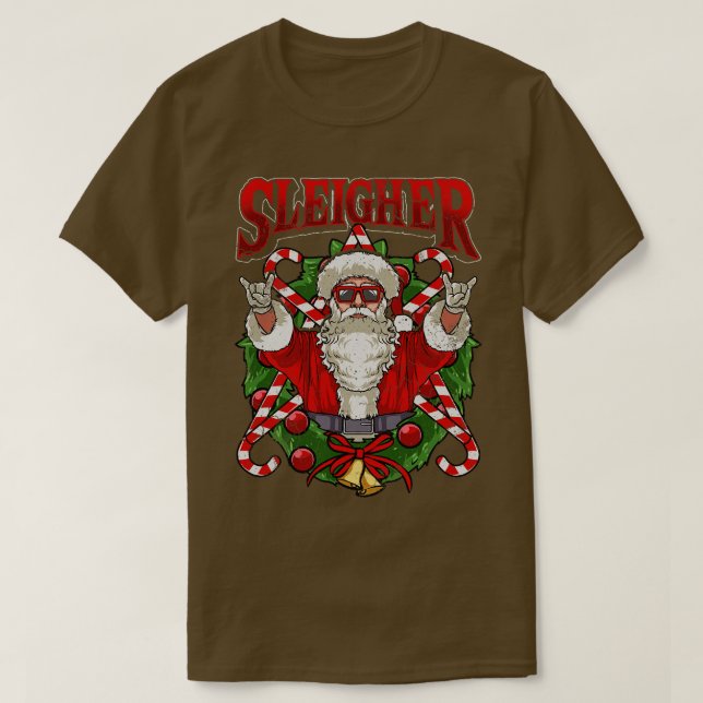 Sleigher Jultomten Rocker Heavy Metall jul T Shirt (Design framsida)