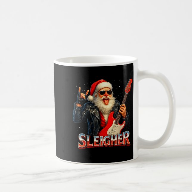 Sleigher Rock Santa Funny Metal Christmas Design  Kaffemugg (Höger)