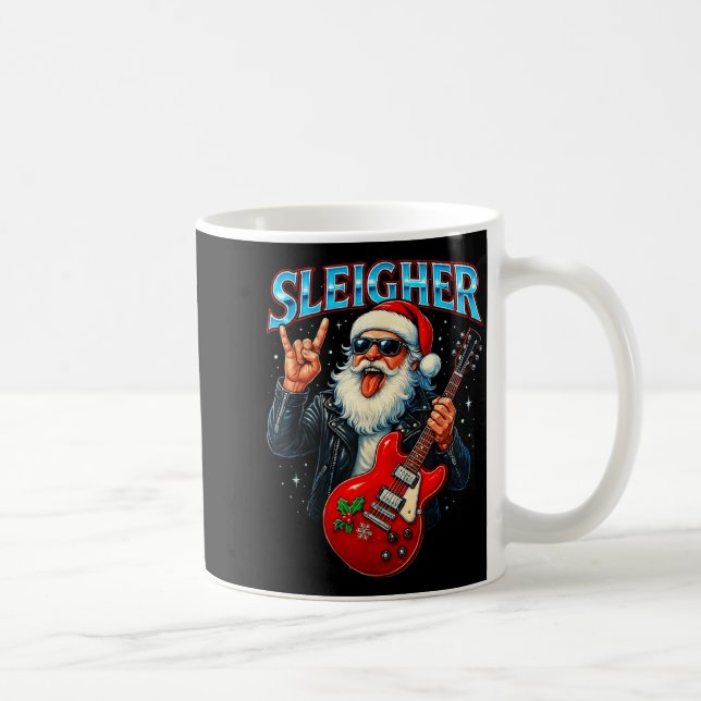 Sleigher Rock Santa Funny Metal Christmas Design  Kaffemugg (Höger)