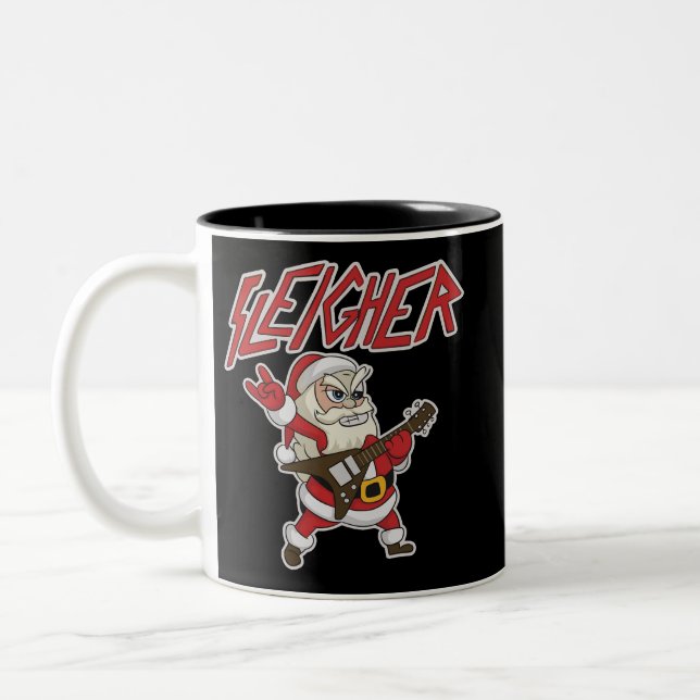 Sleigher Santa Claus Metal Christmas Hail Funny Två-Tonad Mugg (Vänster)