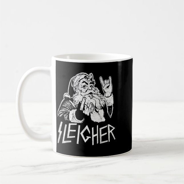Sleigher Santa Claus Rock On Goth Heavy Kaffemugg (Vänster)