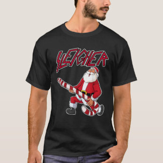 Sleigher Santa med Candy cane Guitar lustigt Metal T Shirt