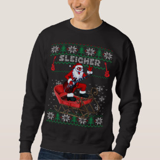 Sleigher Santa Ugly jul Sweater Design Lång Ärmad Tröja