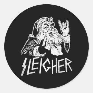 Sleigher Tomte Rock On Goth Heavy Runt Klistermärke