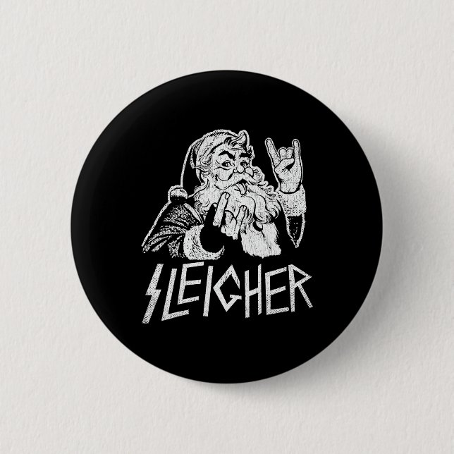 Sleigher Tomte Rocka På Goth Tung Metal Jul Knapp (Framsida)