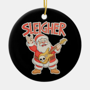 Sleigherr Jul Santa Metall Gitarr Jul Hälsning Xma Julgransprydnad Keramik