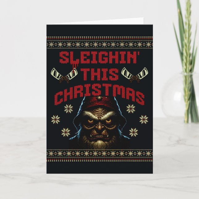 Sleighin jul Horror Pun Kort (Framsida)