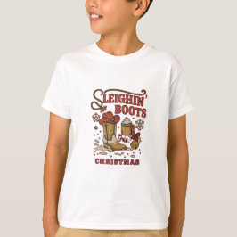 Sleighin Stövlar Julen Funny West Cowboy T Shirt