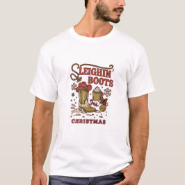 Sleighin Stövlar Julen Funny West Cowboy T Shirt