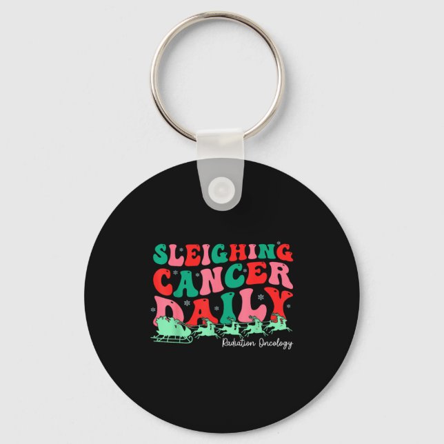 Sleighing Cancer Daily Radiation Oncology Christma Nyckelring (Framsida)