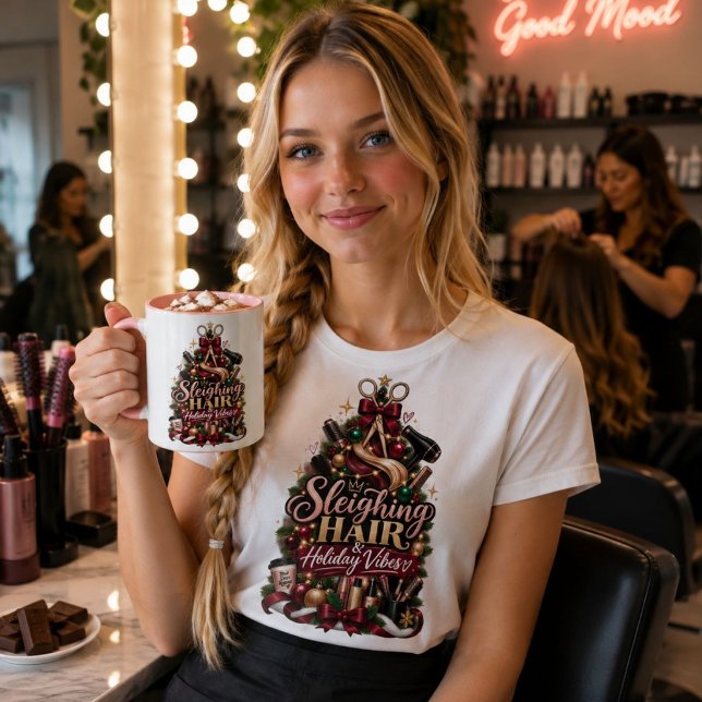 Sleighing Hår Holiday Vibes Jul Mugg Rolig (Skapare uppladdad)