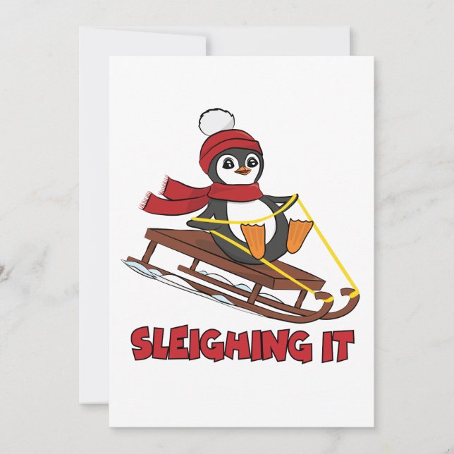 Sleighing It - Snow Sledding Cute Penguin Winter (Framsida)