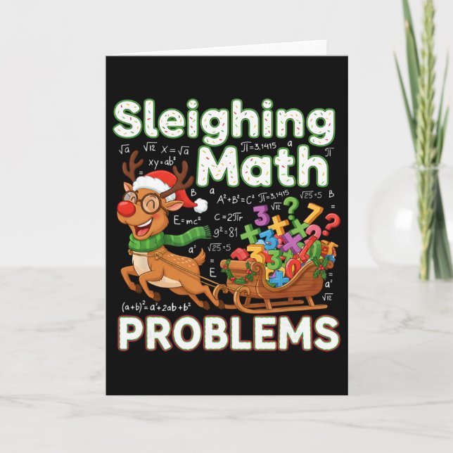 Sleighing Math Problems Christmas Funny Math Teach Kort (Framsida)