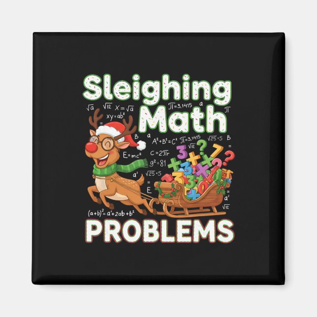 Sleighing Math Problems Christmas Funny Math Teach Magnet (Framsidan)